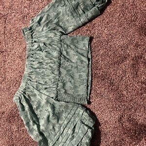 Floral Textured Green Blouse